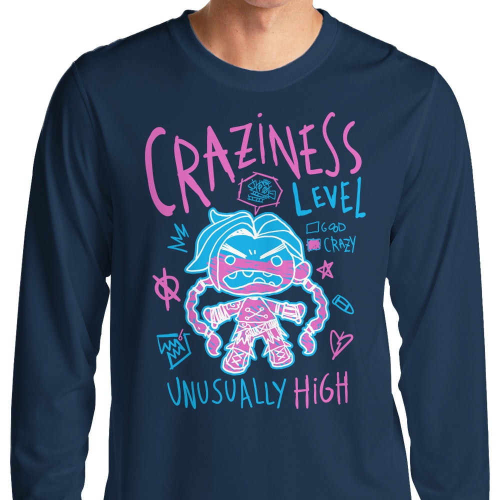 High - Intensity Craziness Level Long - Sleeve Cotton T - Shirt for Casual Wear