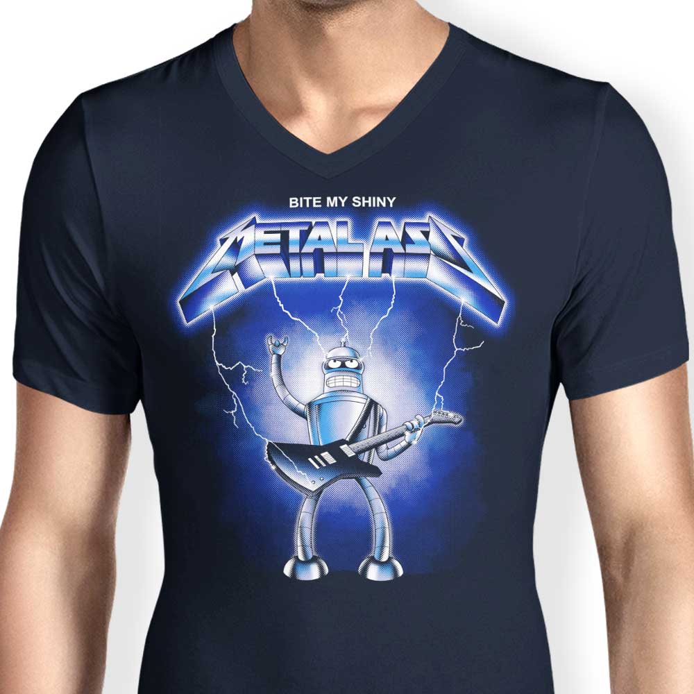 Stylish Shining Metal Men's V-Neck Top