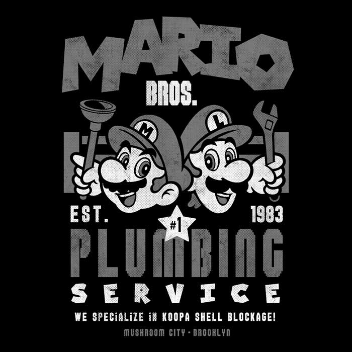 Comfortable Long Sleeve 'Mushroom Kingdom Plumbing Service' T - Shirt