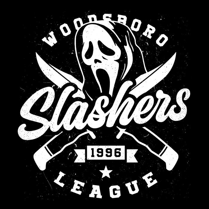 Stylish Long Sleeve 'Woodsboro Slashers' T-Shirt from Getsousa!