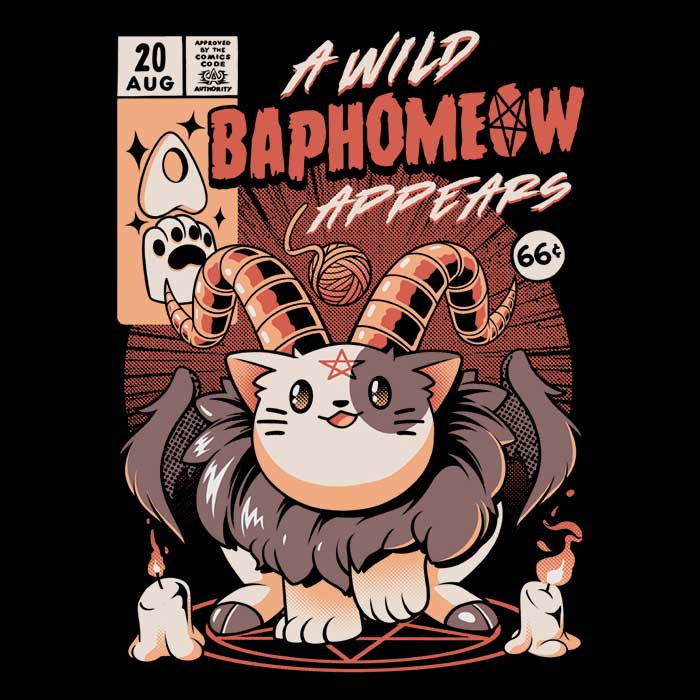 Baphomeow Long Sleeve Crewneck T - Shirt from Ilustrata