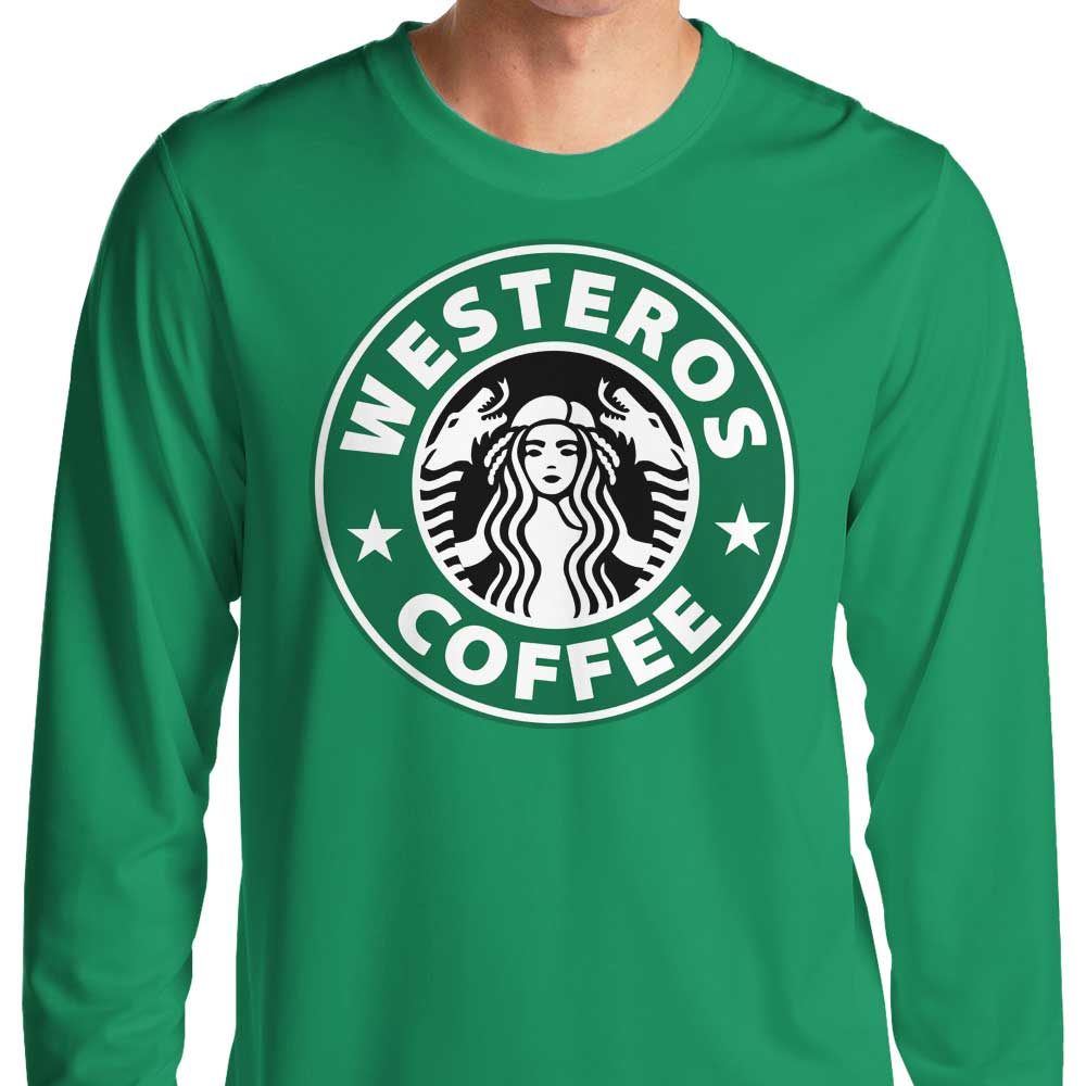 Westeros Coffee Brand Long Sleeve Crewneck T - Shirt for Comfortable Wear