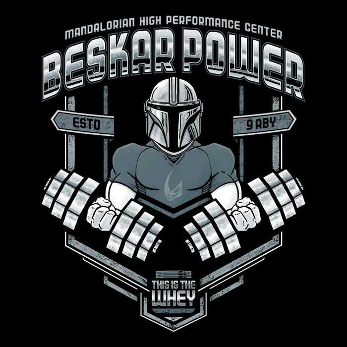 Teesgeex Beskar Power Long - Sleeve Crewneck Comfort T - Shirt