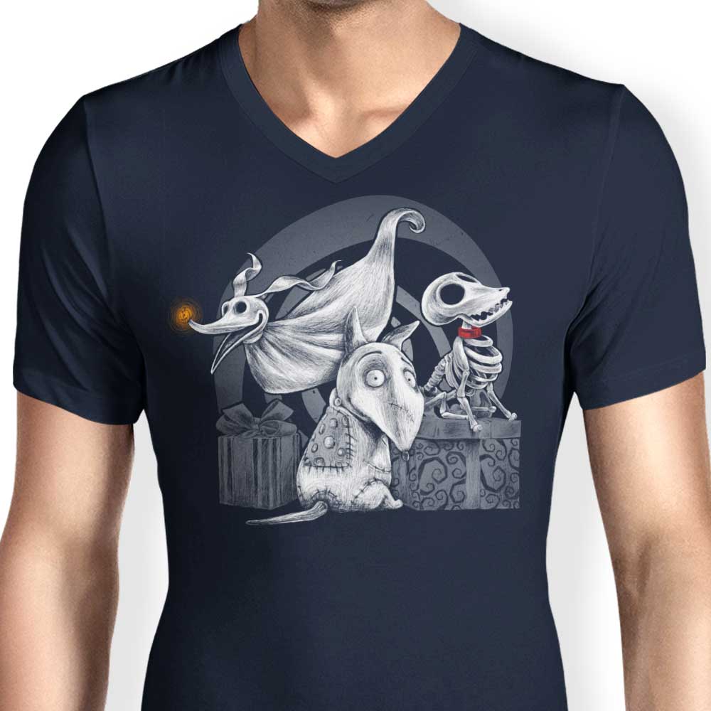 Men's Spooky Dogs V-Neck T-Shirt