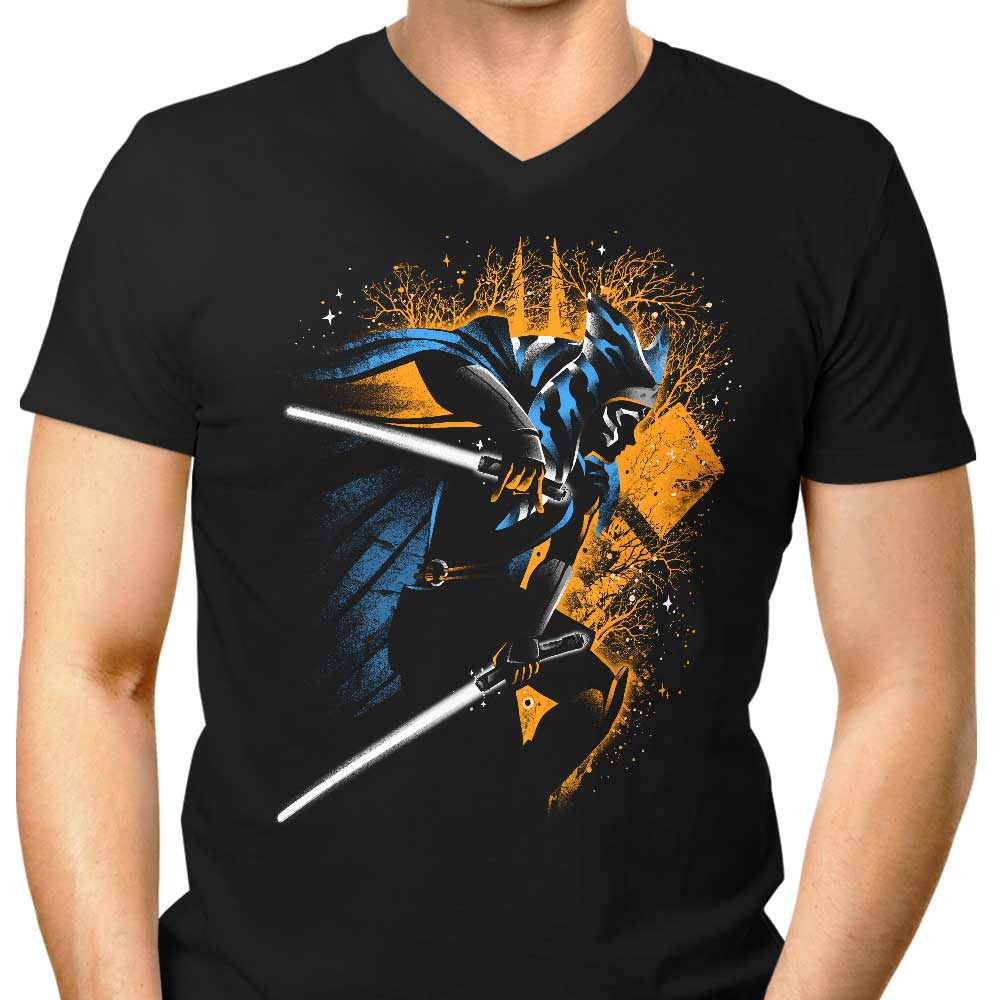 Men's Twin White Blades V-Neck T-Shirt