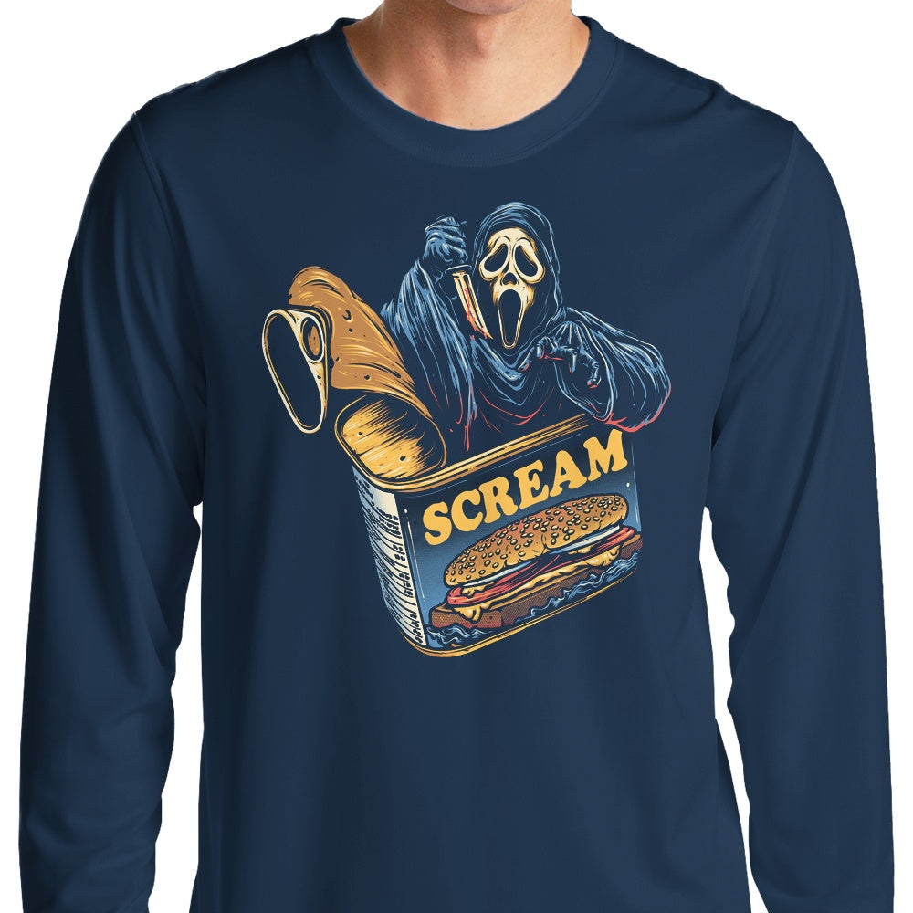 Canned Ghost Design Long Sleeve Cotton T-Shirt for Casual Wear