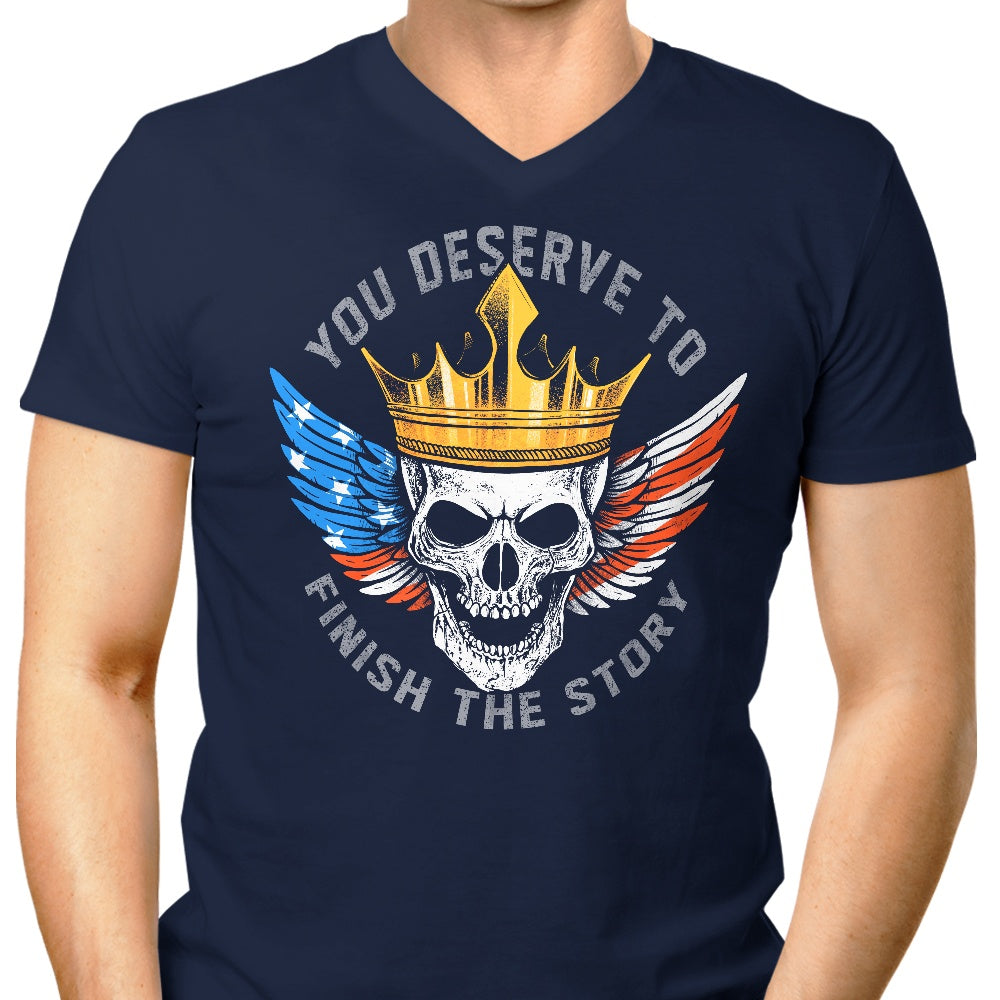 Alemaglia Men's V-Neck T-Shirt - 'Finish the Story (Alt)' Edition