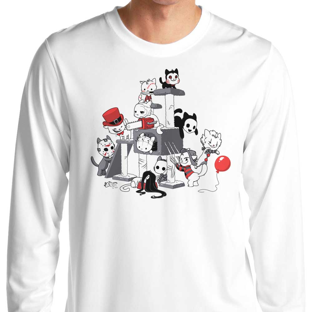 Spooky Horror Cats Design Long Sleeve Crewneck T-Shirt