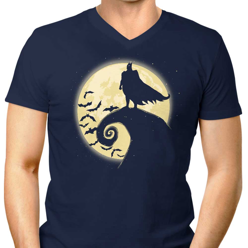 Men's Nightmare Before Batman Themed V-Neck T-Shirt
