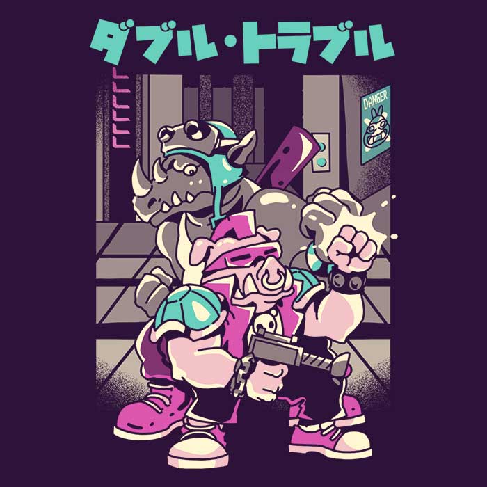 Sketchdemao's 'Trouble in Double' Long - Sleeve Crewneck T - Shirt