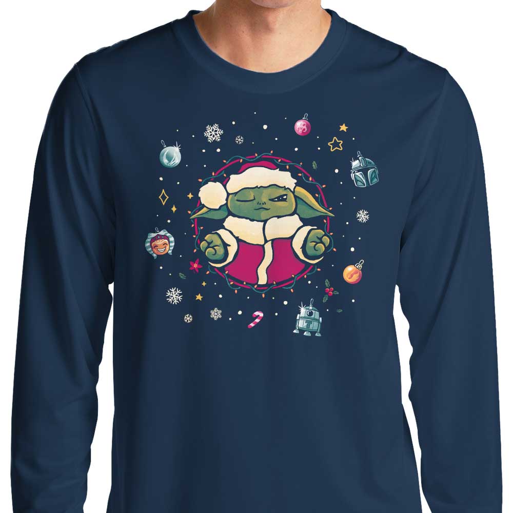 Long Sleeve Christmas Tree Meditation-themed T-Shirt for Comfortable Wear