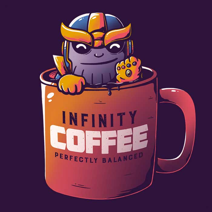Elegant Infinity Coffee Long Sleeve Crewneck T - Shirt in Multiple Sizes