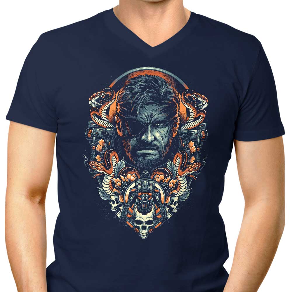Men's Stylish V-Neck Snake Emblem T-Shirt