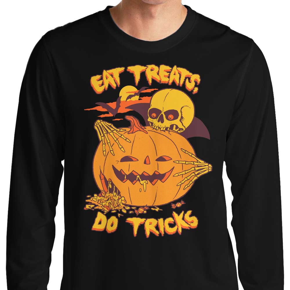 Stylish Eat Tricks, Do Treats Long Sleeve Crewneck T - Shirt for All Sizes