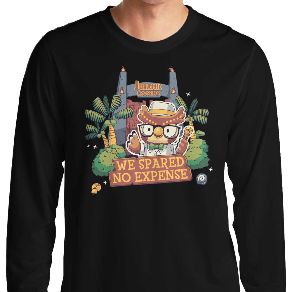 Geekydog's Jurassic Crossing Long Sleeve Crewneck T - Shirt for All Sizes