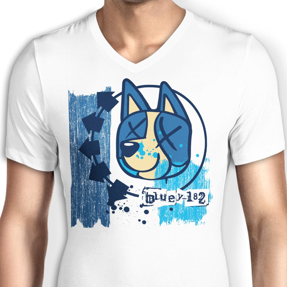Stylish Men's Blue V-Neck T-Shirt - Bluey 182