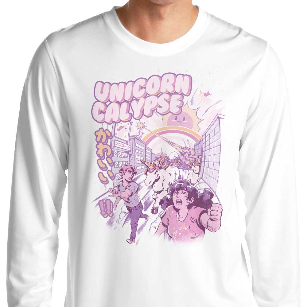 Ilustrata's Unicorn Calypse Long Sleeve Crewneck T - Shirt in S to 4XL Sizes