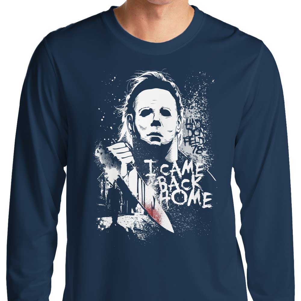 Stylish Long Sleeve T-Shirt Featuring 'I Came Back Home' Design