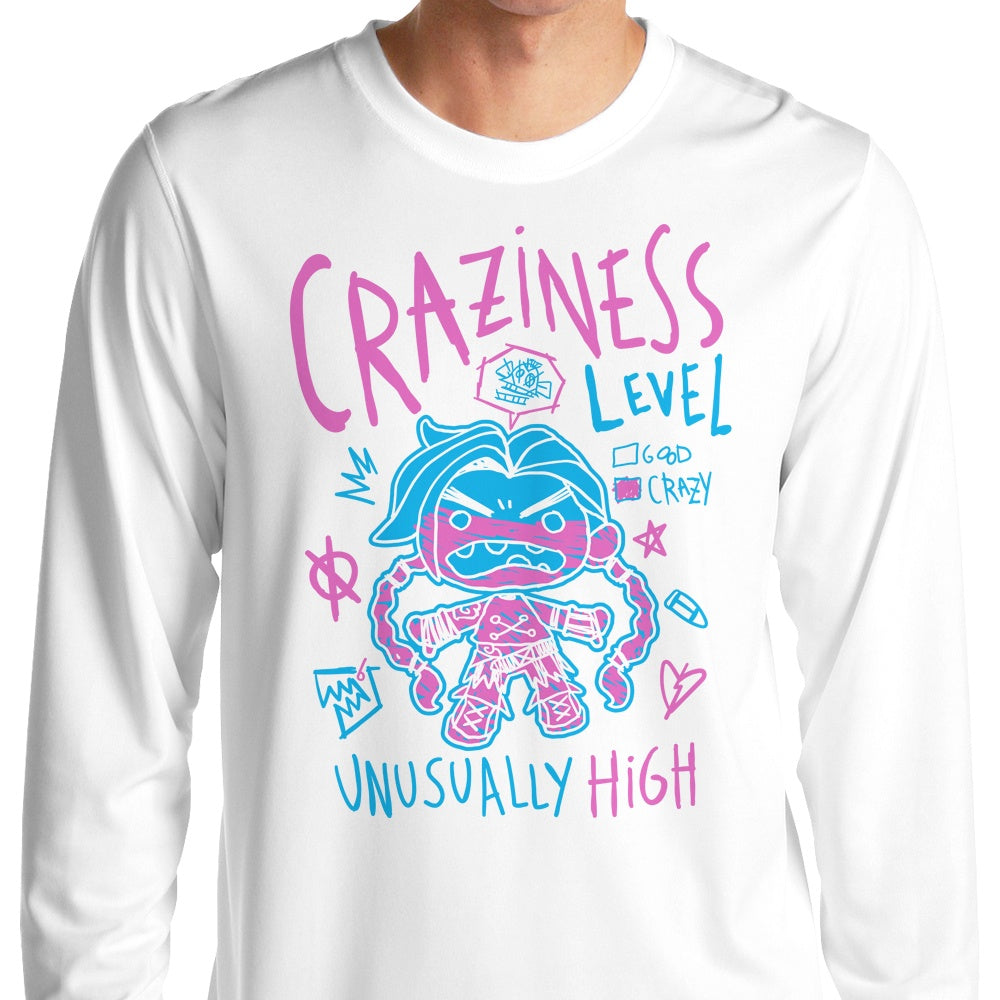 High - Intensity Craziness Level Long - Sleeve Cotton T - Shirt for Casual Wear