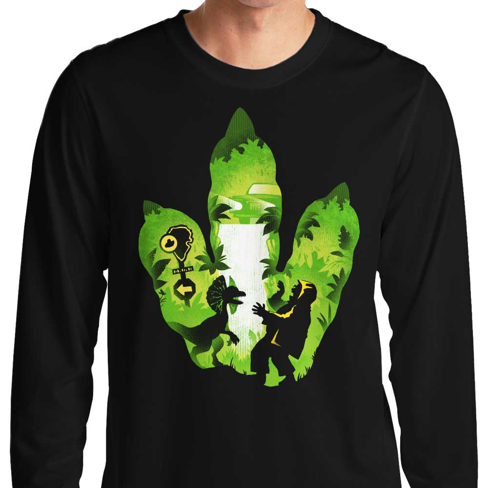 Long Sleeve T-Shirt Featuring Dilophosaurus Footprint Design