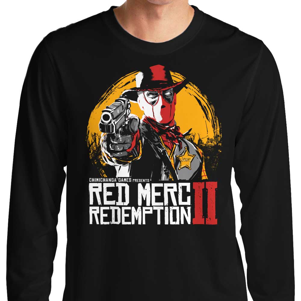 Red Mercenary Redemption Long Sleeve Crewneck T - Shirt for Men and Women