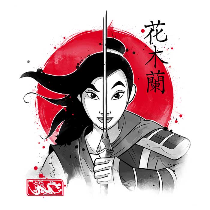 Long Sleeve Warrior Princess Sumi-e T-Shirt by Getsousa!