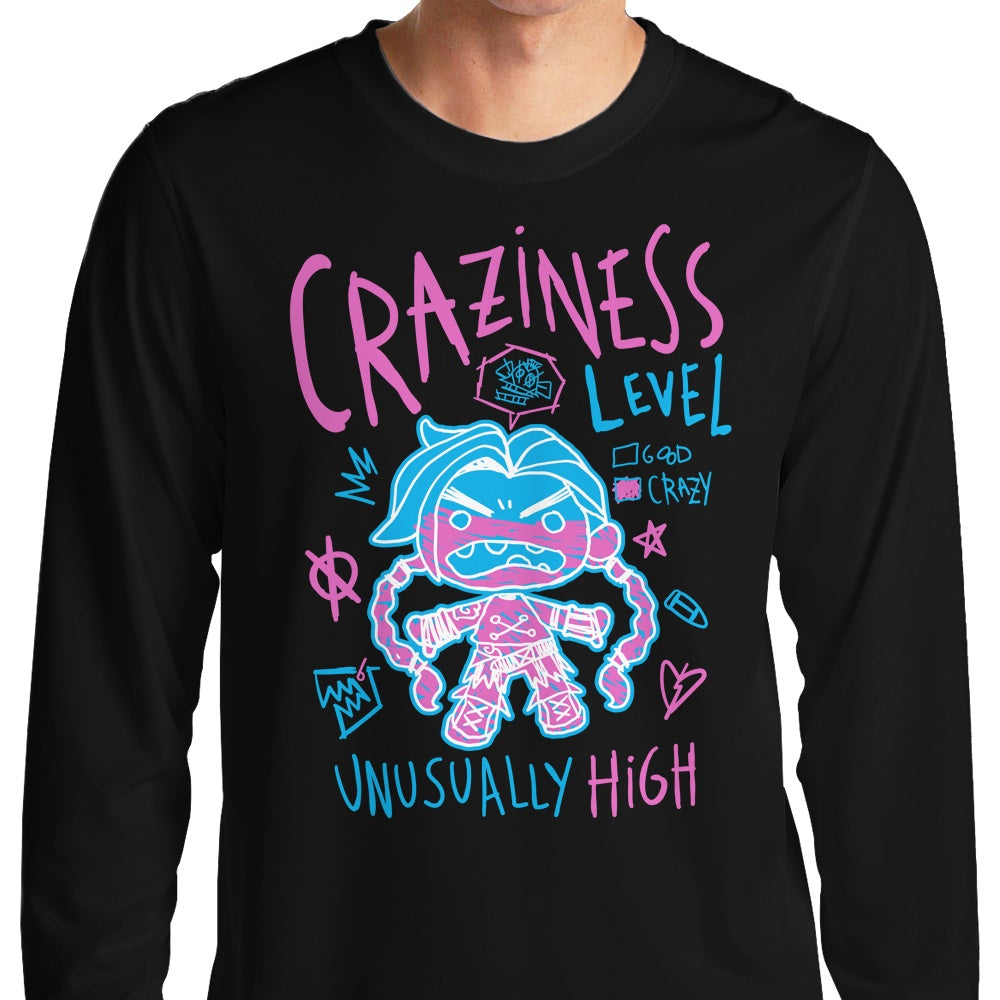 High - Intensity Craziness Level Long - Sleeve Cotton T - Shirt for Casual Wear