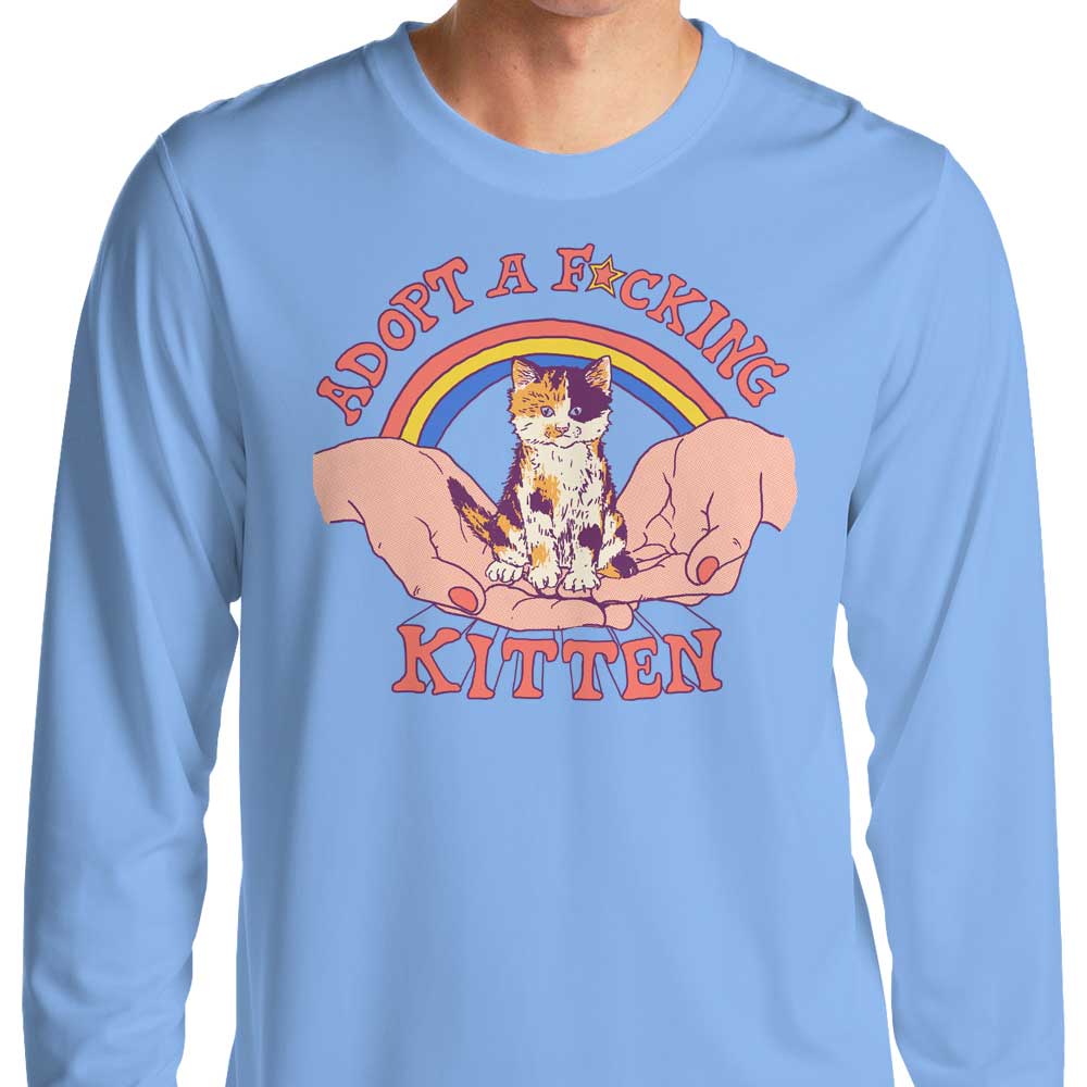 Long Sleeve Adopt a Kitten Graphic T-Shirt for Casual Wear