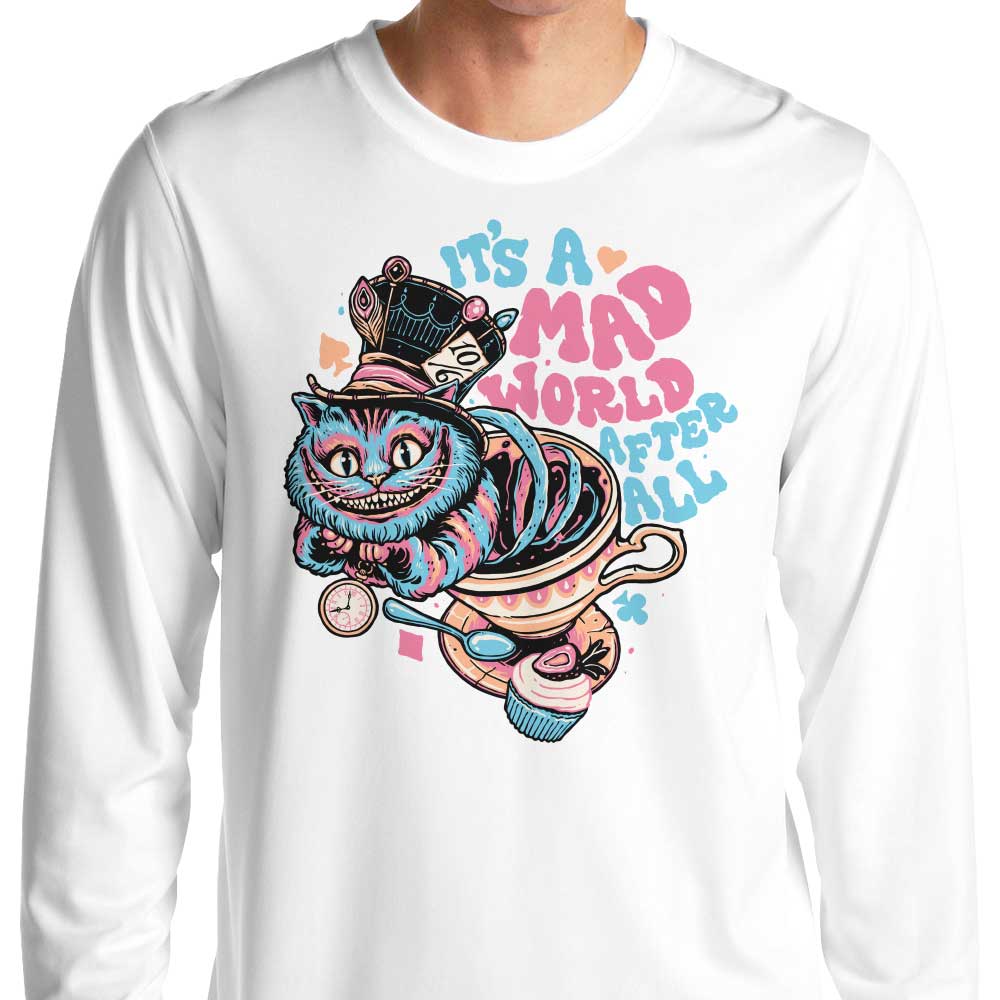 Momma Gorilla's Mad World Cat Long - Sleeve Crewneck T - Shirt in S to 4XL Sizes