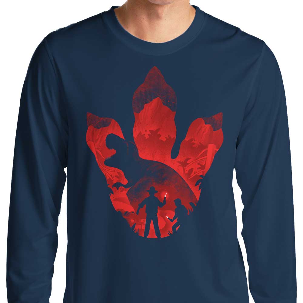 Long Sleeve T-Shirt Featuring T-Rex Footprint Design