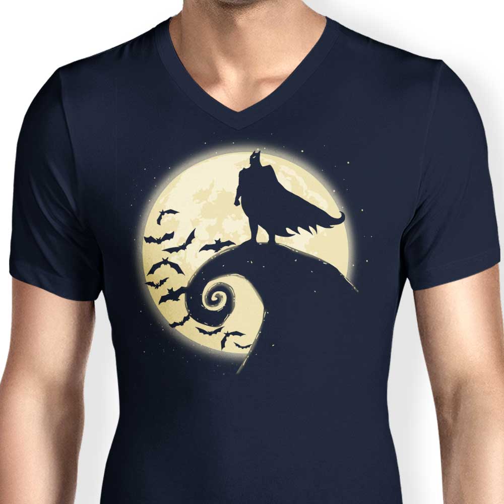 Men's Nightmare Before Batman Themed V-Neck T-Shirt