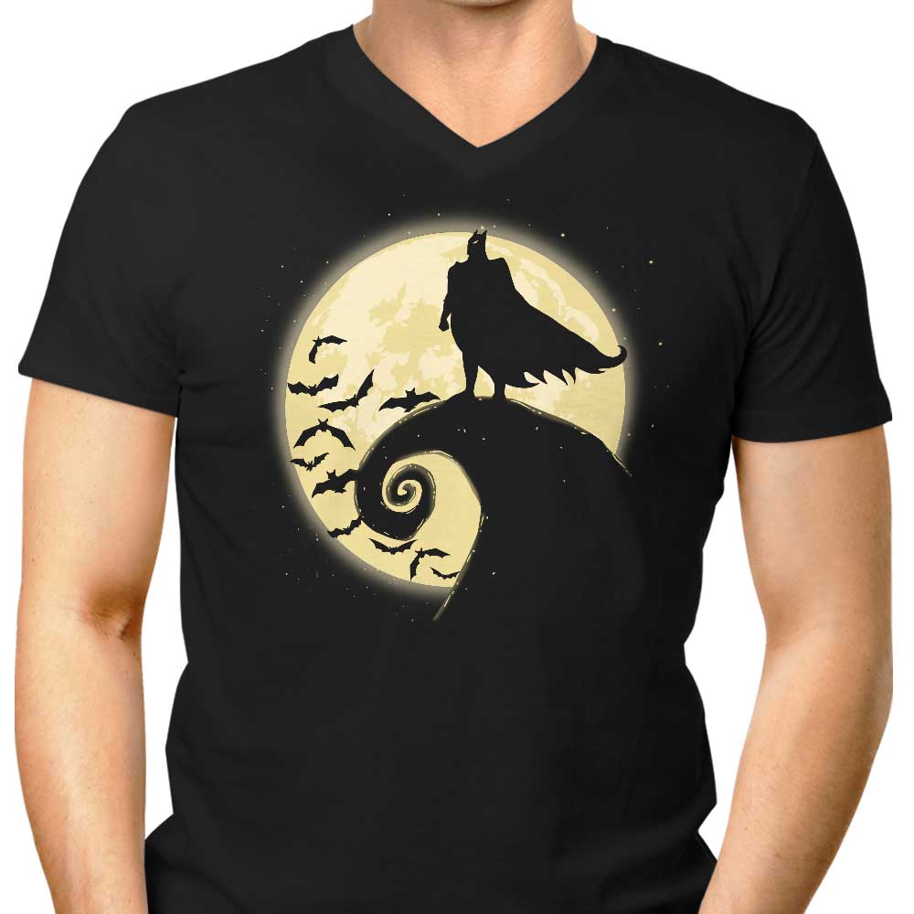 Men's Nightmare Before Batman Themed V-Neck T-Shirt