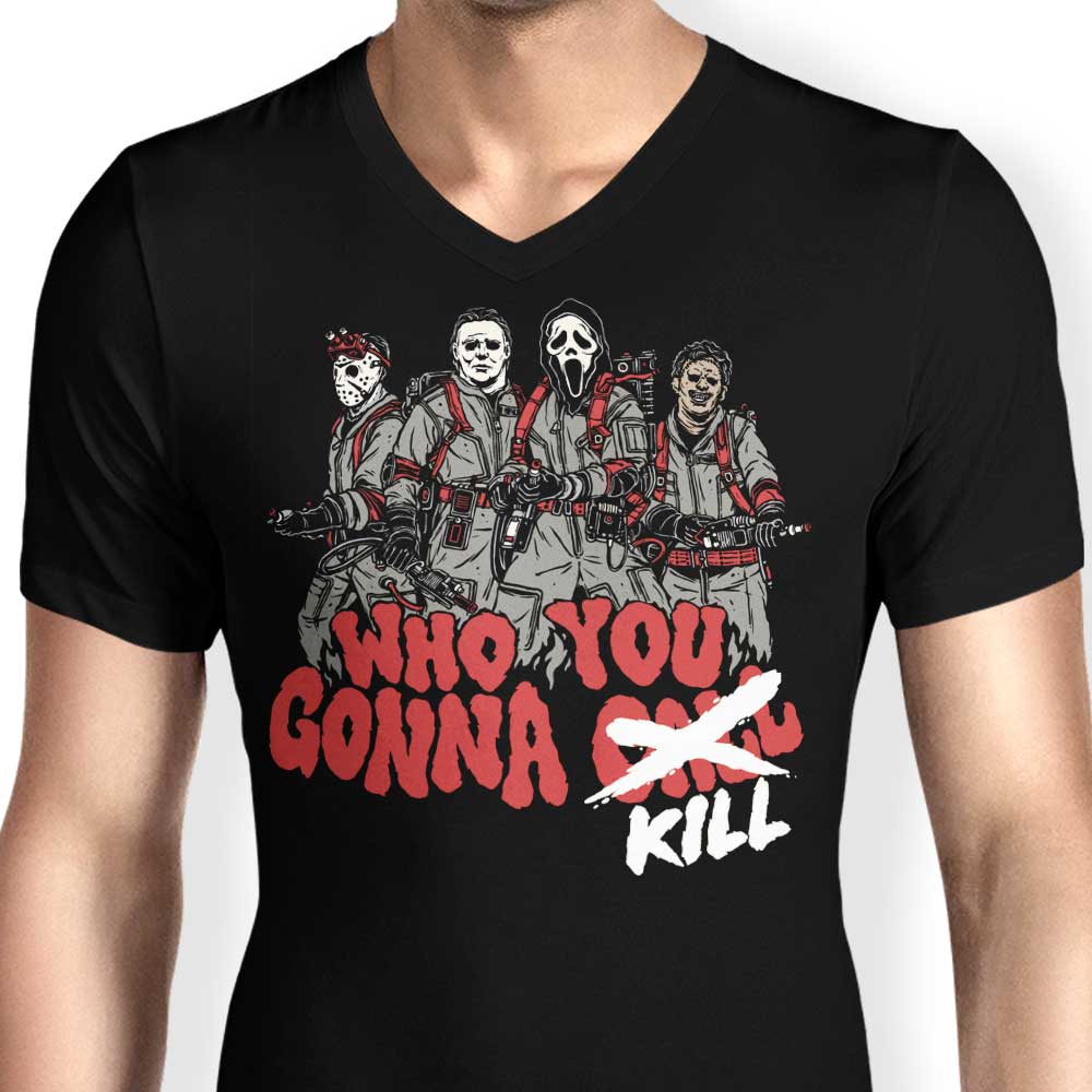 Men's Stylish V-Neck T-Shirt: Who You Gonna Kill Design