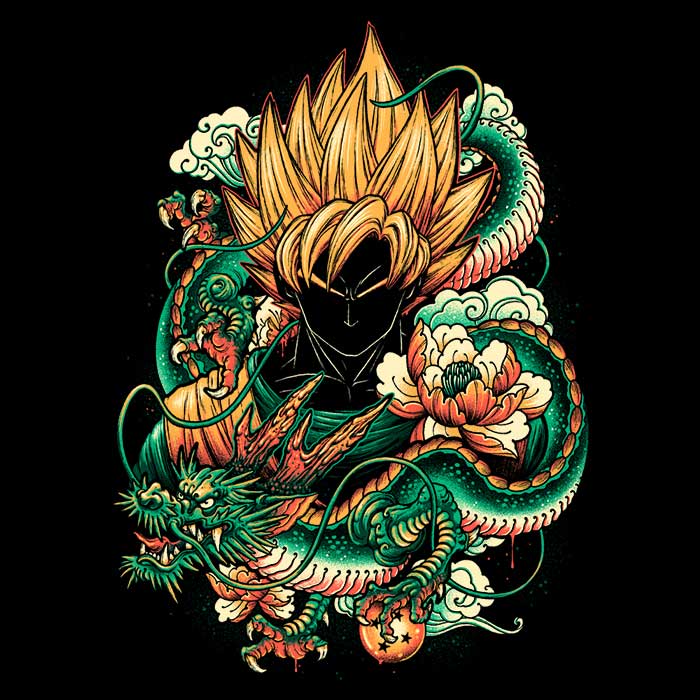 Vibrant Dragon Long Sleeve Crewneck T - Shirt in Multiple Sizes