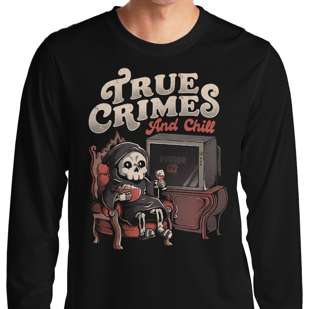 True Crimes and Chill - Premium Long Sleeve Crewneck T-Shirt for Relaxed Wear