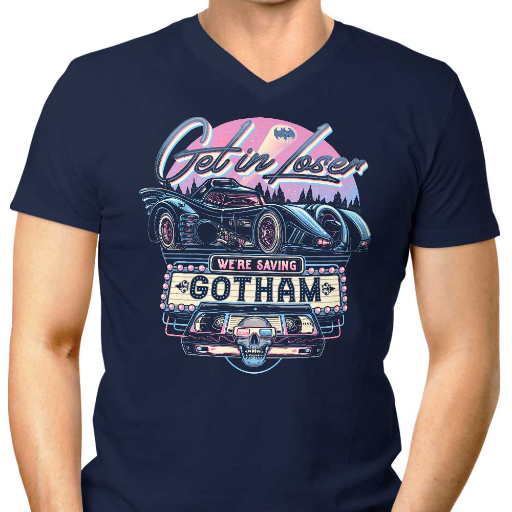 Men's Stylish V-Neck Tee - 'We're Rescuing Gotham'