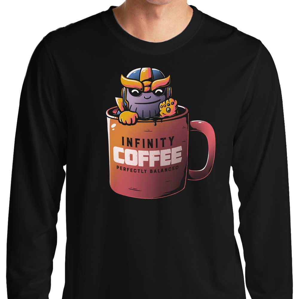 Elegant Infinity Coffee Long Sleeve Crewneck T - Shirt in Multiple Sizes