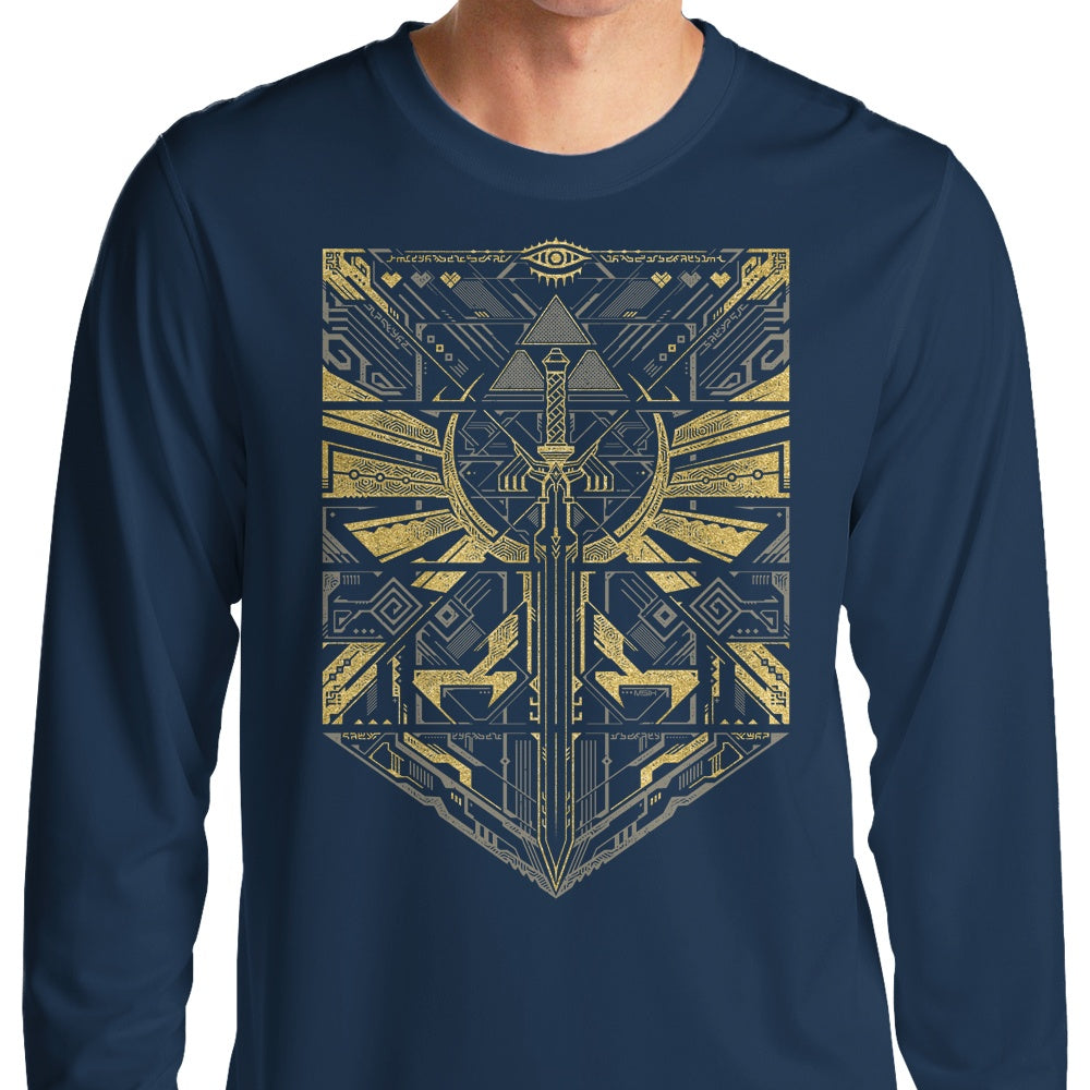 StudioM6's Stylish Gold Cyber Hero Long - Sleeve T - Shirt
