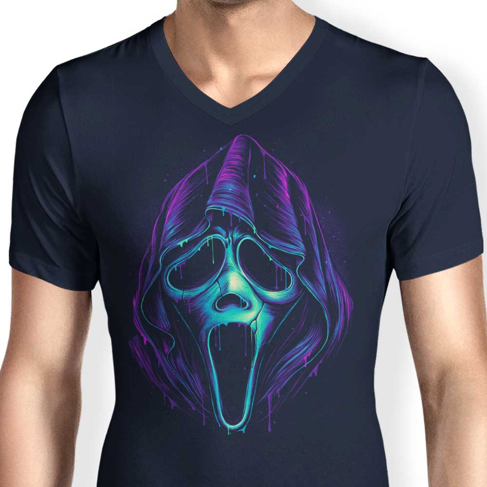 Men's Glowing Ghost Design V-Neck T-Shirt