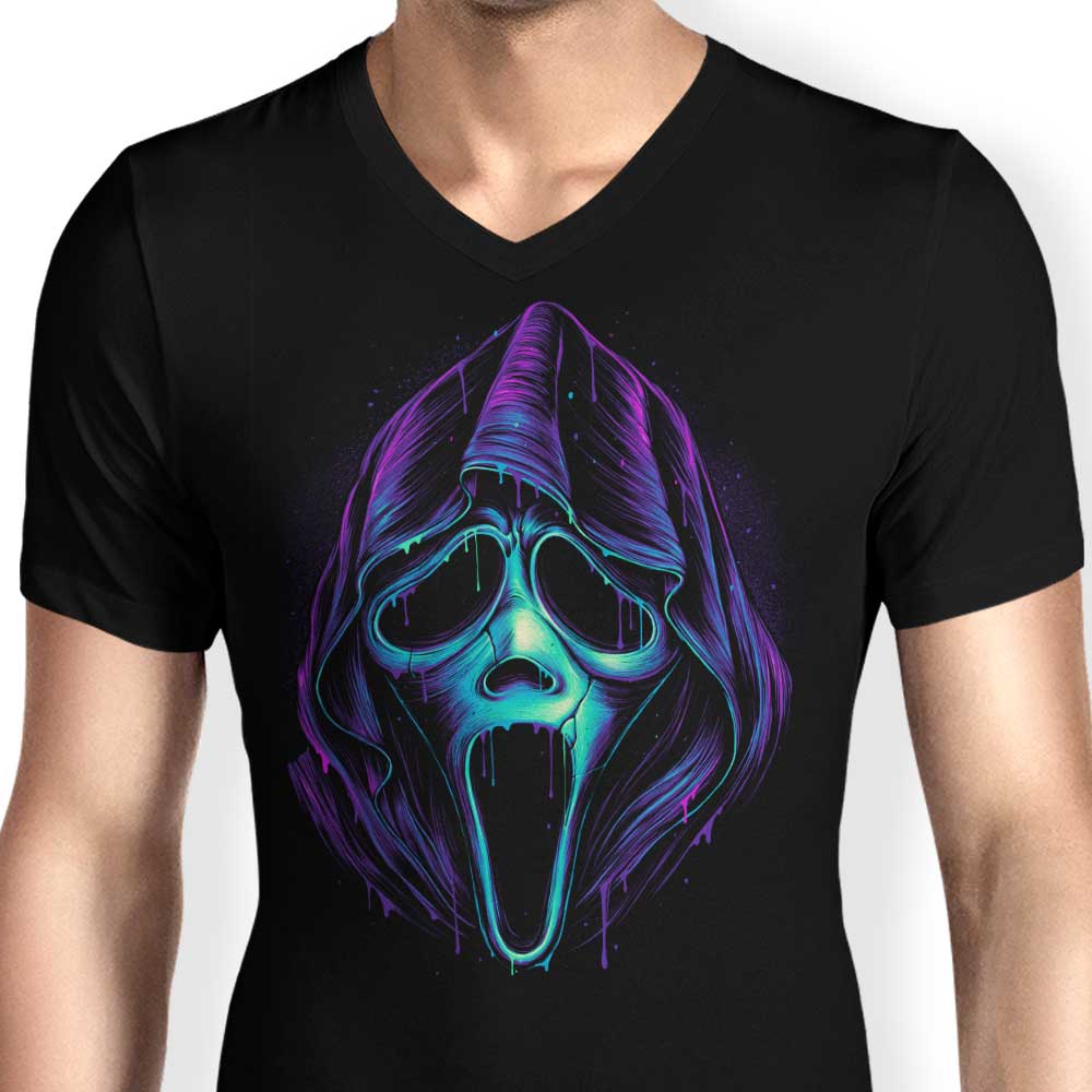 Men's Glowing Ghost Design V-Neck T-Shirt