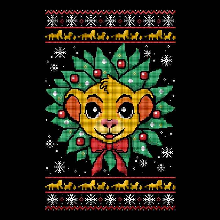 NemiMakeIt Lion Christmas-themed Long Sleeve Crewneck T-Shirt for Holiday Wear