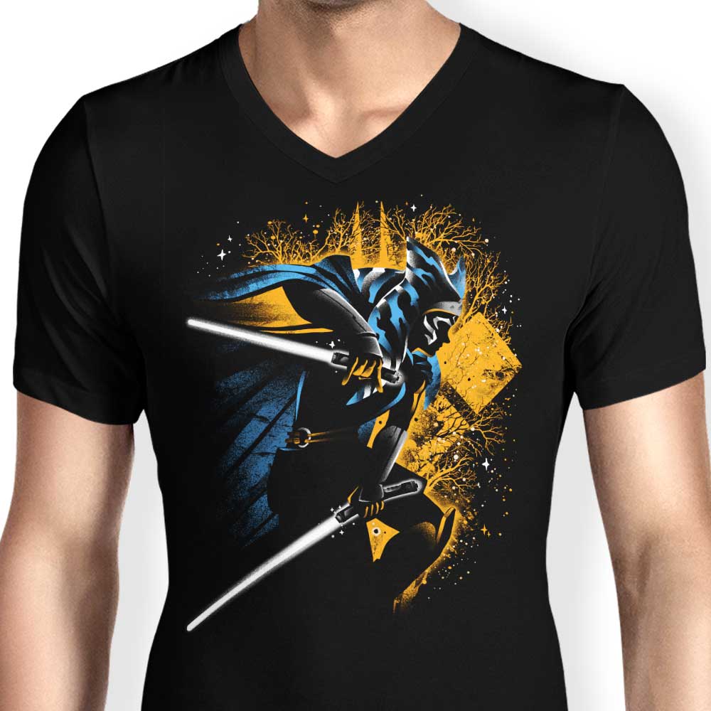 Men's Twin White Blades V-Neck T-Shirt