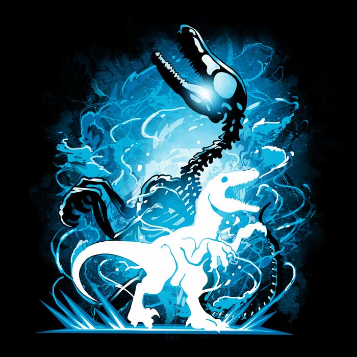 Men's V-Neck T-Shirt with Raptor Silhouette Design