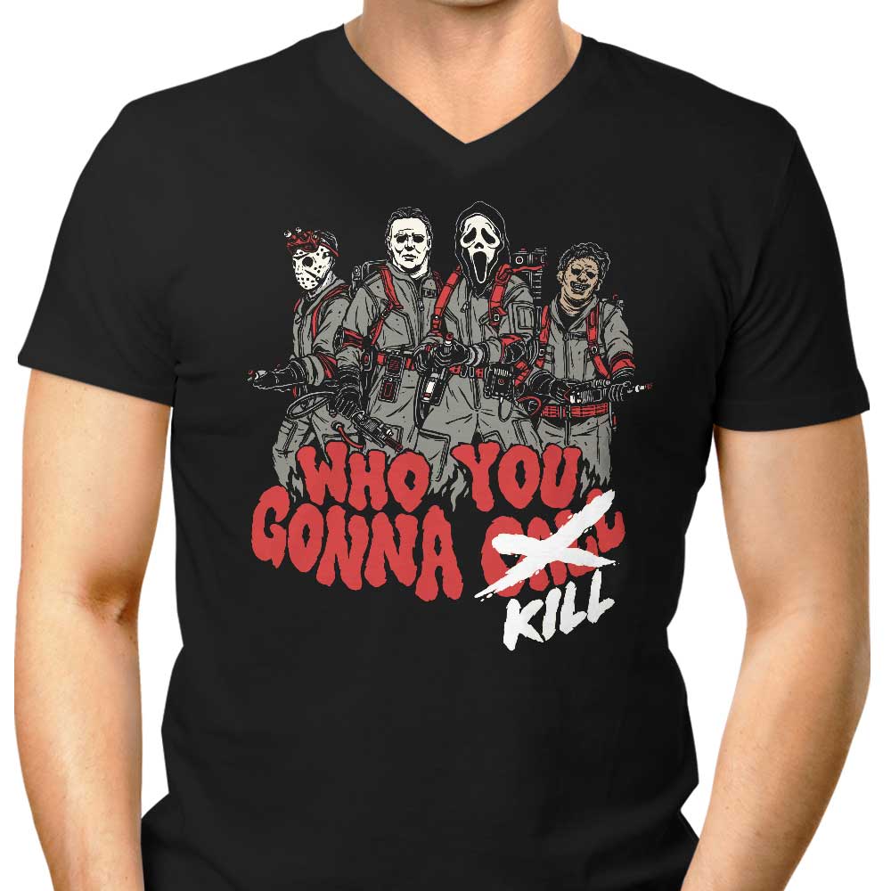 Men's Stylish V-Neck T-Shirt: Who You Gonna Kill Design