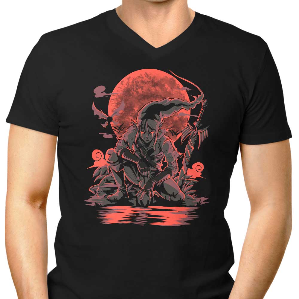 Men's Stunning V-Neck with Blood Moon Rises Design