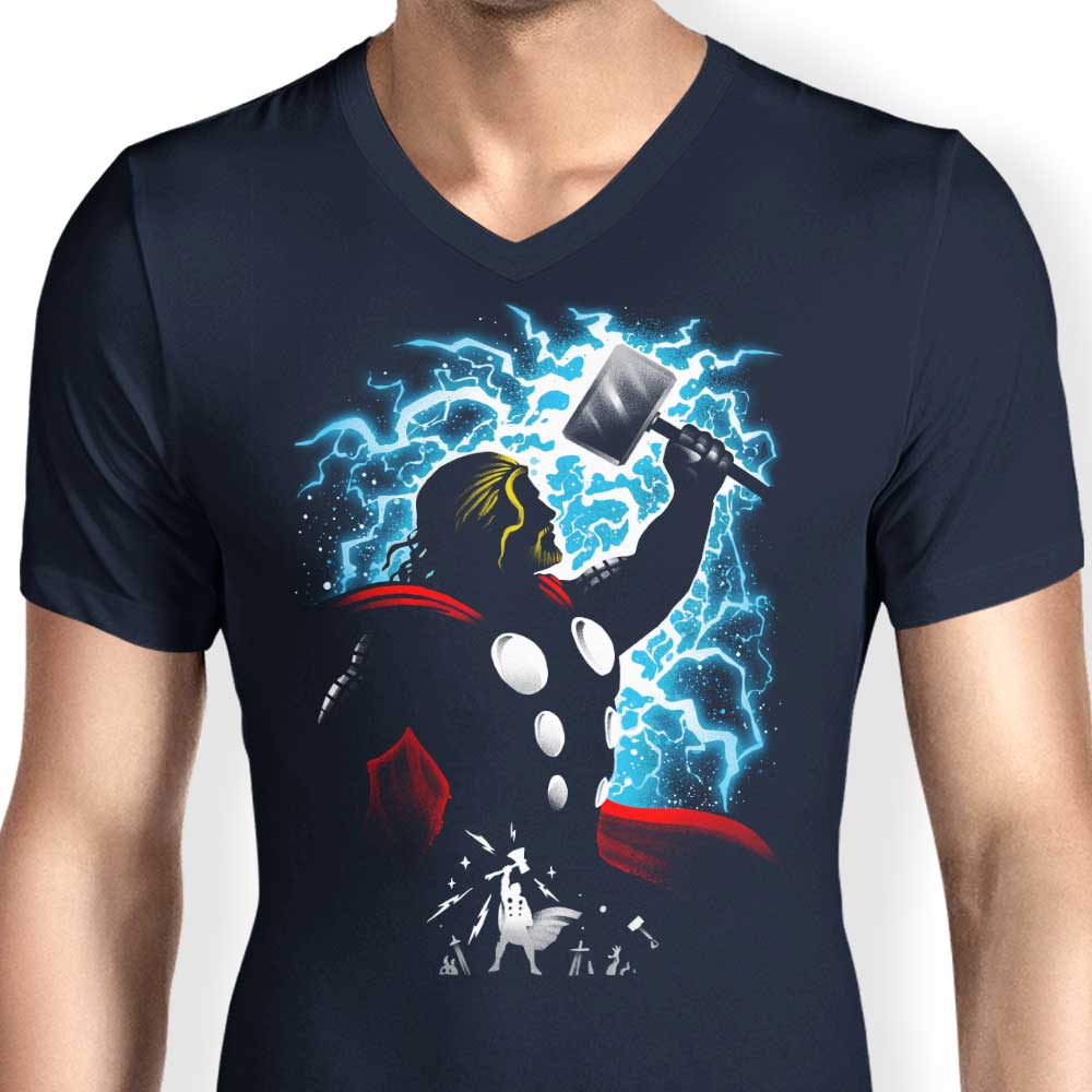 Men's V-Neck T-Shirt Inspired by the God of Thunder