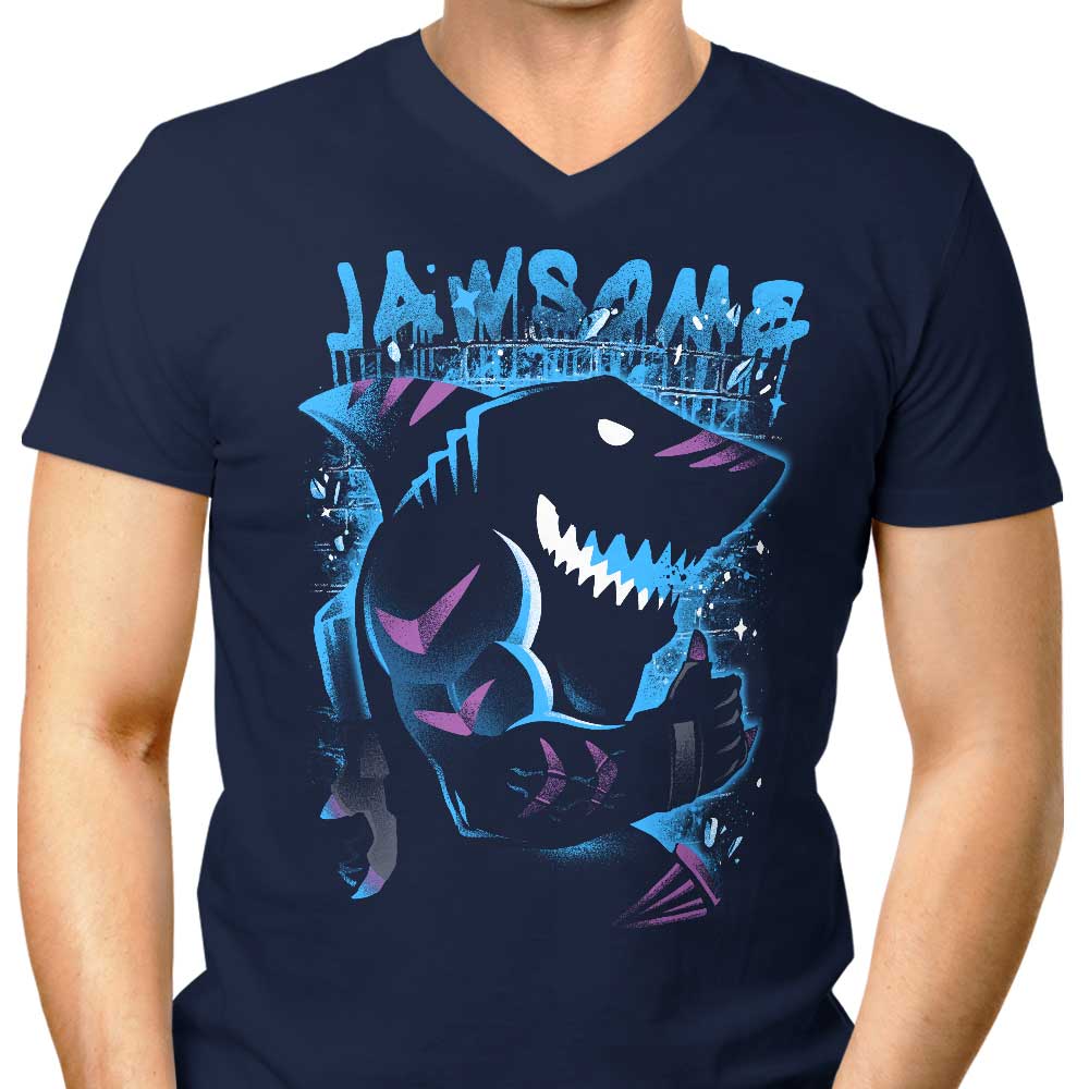 Alemaglia Men's Stylish V-Neck Tiger Shark T-Shirt