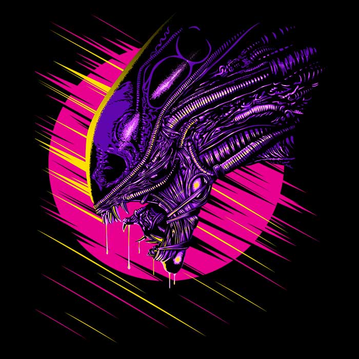Long Sleeve Psychedelic Alien Graphic T-Shirt