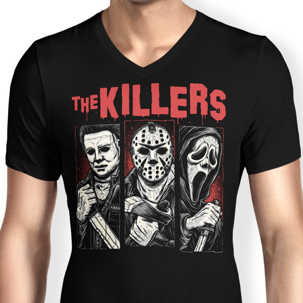 Glitchygorilla's Stylish Men's Tattooed Killers V-Neck T-Shirt