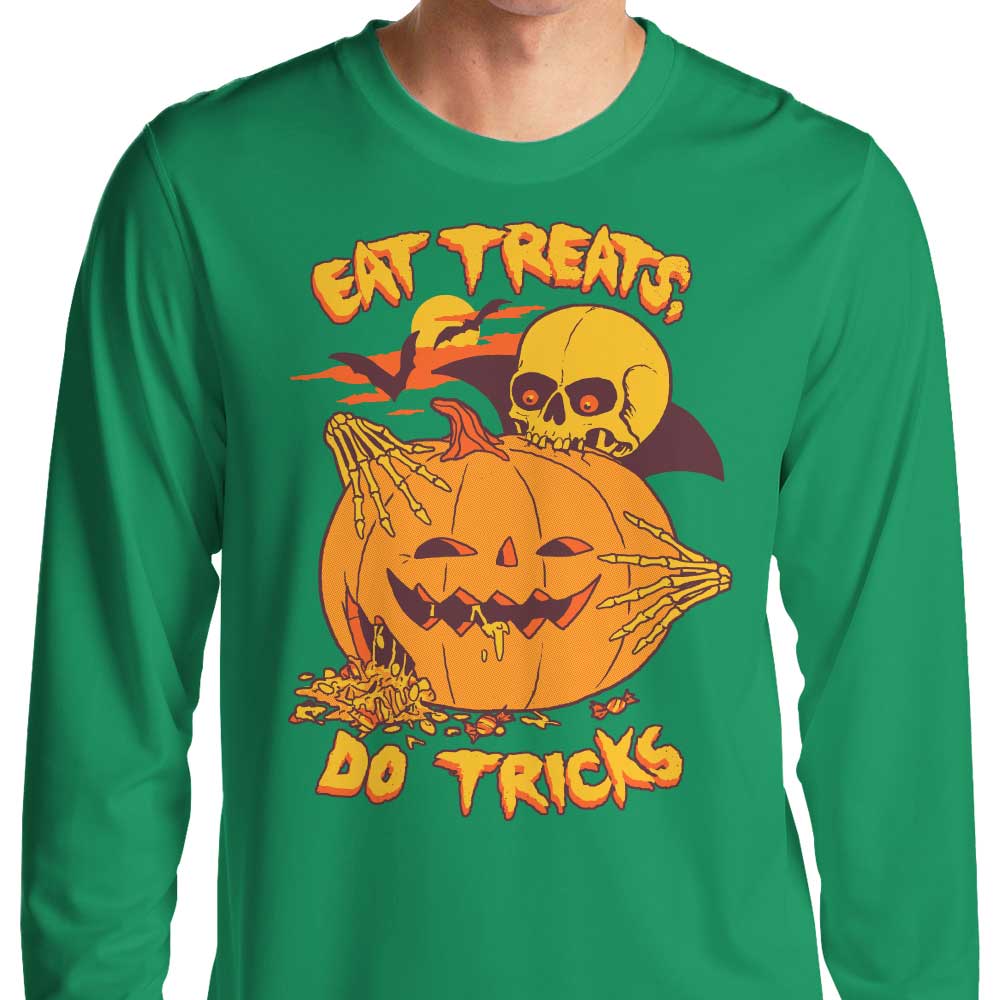 Stylish Eat Tricks, Do Treats Long Sleeve Crewneck T - Shirt for All Sizes